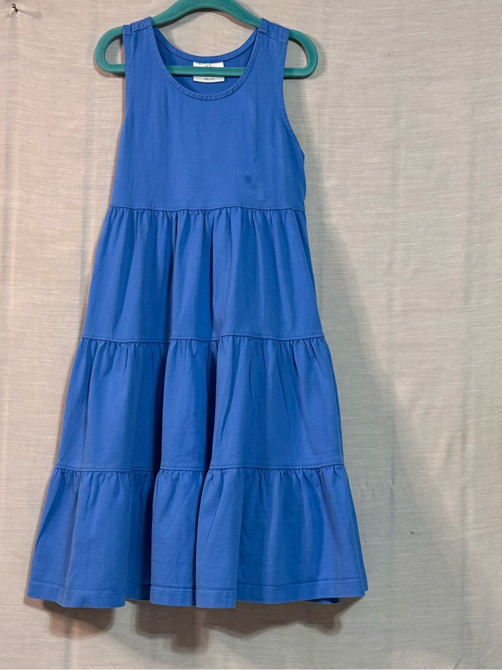 Hanna Andersson Girls 6-7 Blue Tiered Twirl Maxi Dress 120